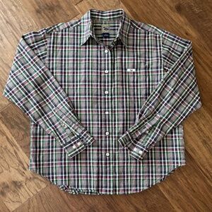 Cruel Girl Blue Green Red Plaid Button Down Long Sleeve Shirt Women's Size L